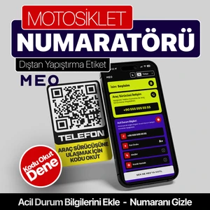 Motosiklet Numaratörü - Numarasız Numaratör - Qr Kodlu Numaratör (Dikey Etiket)