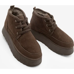 Kadın Kalın Taban Acı Kahve Içi Kürklü Günlük Bot Mariva Kahve Süet