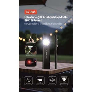 E5 Plus - Ultra Ince, Manyetik, Şarjlı LED Fener