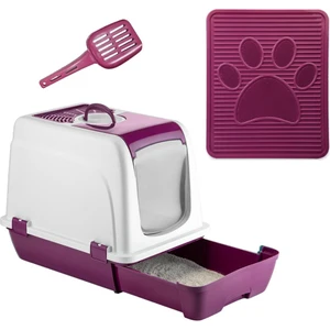 Orta Boy Çekmeceli Kapalı Kedi Tuvaleti Paspas ve Kürek Hediyeli