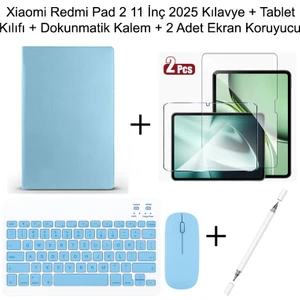 Yesnıce Xiaomi Redmi Pad 2 11 Inç 2025 Uyumlu Standlı Kılıf Dokunmatik Kalem ve Klavye Set