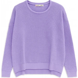 6183 Kadın Nopeli Oversize Triko İnce Basic Kazak Lila