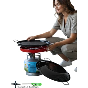 Çok Amaçlı Küçük Tüp Mangal Izgara Sac Ocak Kavurma Gözleme Et Balık Dumansız Piknik Tüp Sac 40CM