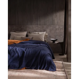 Madame Coco Caureo Çift Kişilik Jakarlı Pamuklu Battaniye - Kiremit/lacivert