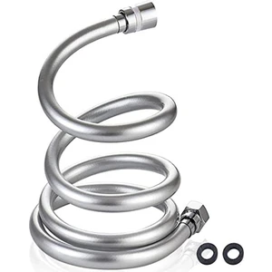 Kopmaz Patlamaz Gri Pvc 150 cm Duş Banyo Başlığı Seti Hortumu Duşluk Spiral Hortum
