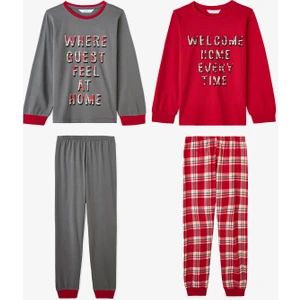 Erkek Çocuk Guests Ekoseli Pamuklu Uzun Kollu 2'li Pijama Takımı