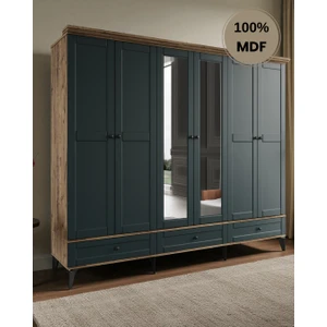 Silva 6 Kapaklı  Çekmeceli Mdf Gardırop