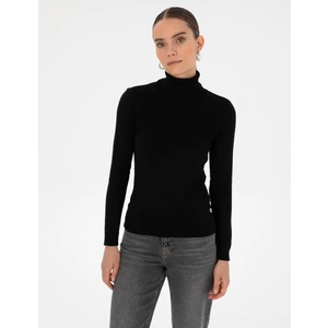 Pierre Cardin Kadın Siyah Slim Fit Balıkçı Yaka Basic Kazak 50315747-VR046