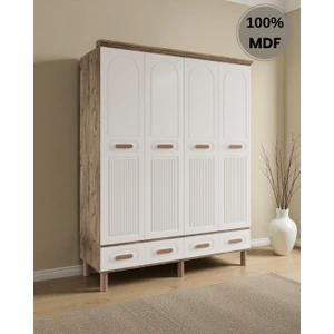 Perry 4 Kapaklı Çekmeceli Mdf Gardırop