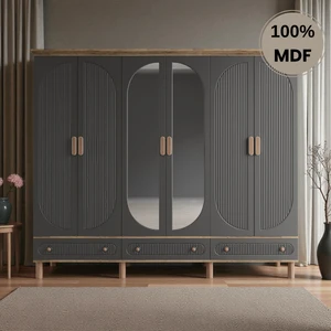 Milen 6 Kapaklı Aynalı Çekmeceli Mdf Gardırop