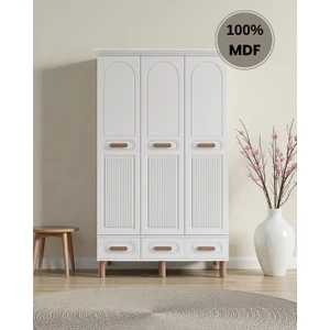 Perry 3 Kapaklı Mdf Çekmeceli Gardırop