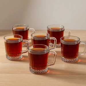 Zürih Collection Kristal Kulplu Çay Fincanı-Çay Bardağı- Su Bardağı 6 Parça