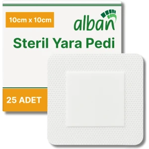 Steril Yara Pedi, Nonwowen 10 cm x 10 cm  Yarapedi, Steril Tekli Paketlerde 25'li Kutu Içerisinde, Pansuman Yara Örtüsü