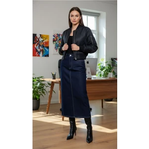 Pamuklu Koyu Yıkamalı Denim Etek