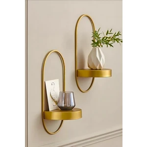 MetaQuartz Aksesuar Gold 2 Adet Yeni Dekor Duvar Rafı - Modern Dekoratif - Chakra Konsept - Duvar Rafı