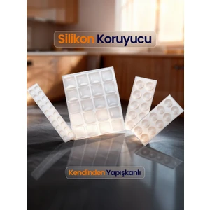 Bloom Picks 60 Adet Şeffaf Silikon Tampon Ped Seti 3 Boy Kendinden Yapışkanlı Çarpma Önleyici Sessiz Duvar Kapak Koruma