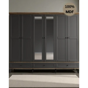 Silva 6 Kapaklı  Çekmeceli Mdf Gardırop