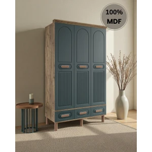 Perry 3 Kapaklı Mdf Çekmeceli Gardırop