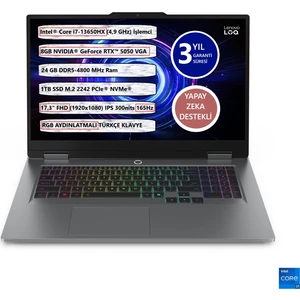 LENOVO Loq 17IRX10 INTEL CORE I7-13650HX 24GB DDR5 1TB SSD  8 GB RTX 5050 17,3" 165 Hz Freedos 83JH006CTR Gaming Taşınabilir Bilgisayar