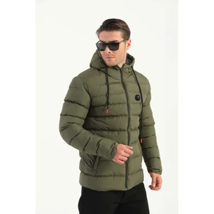 İçi Astarlı Su ve Rüzgar Geçirmez Cepli Kapüşonlu Erkek Mont