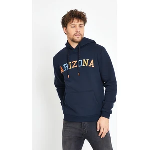 Polo State Erkek 3 İplik Pamuklu İçi Polarlı Regular Fit Nakışlı Kapüşonlu Kanguru Cepli Lacivert Sweatshirt