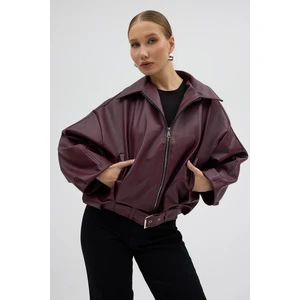 Lux Vestimenta Kadın Oversize Deri Ceket– Oversize Relax Fit, Fermuarlı Kemer Detaylı Günlük Kadın Ceket