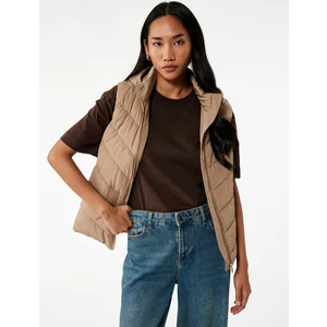 Rahat Kalıp Kolsuz Cepli Fermuarlı Kapüşonlu Şişme Yelek