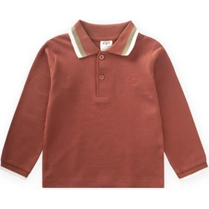 Uzun Kollu Polo Yaka T-Shırt 2-14 Yaş Kiremit