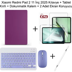Yesnıce Xiaomi Redmi Pad 2 11 Inç 2025 Uyumlu Standlı Kılıf Dokunmatik Kalem ve Klavye Set