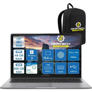 Expertbook P1 P1503 Intel Core I7-13700H 48GB Ddr5 256 GB SSD Wın 11 Pro 15.6 Fhd Intel UHD Taşınabilir Bilgisayar + Notebook Çantası