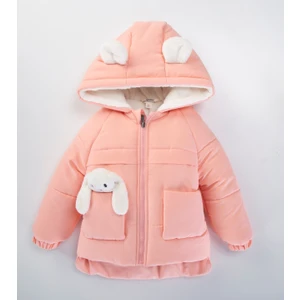 Su ve Rüzgar Geçiemez Kapüşonlu Şişme Peluş Kışlık Kız Çocuk Mont 2-6 Yaş 50327