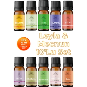 Leyla & Mecnun Esansiyel Uçucu Koku Yağı Buhurdanlık Yağı Difüzör Esansı 10'lu Set 10X10ML