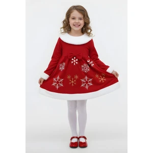 Kız Çocuk Elbise Baskılı Noellik Kışlık