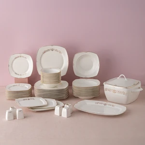 Bone Yeni Mimoza 60 Parça Yemek Takımı Platin Y.kare