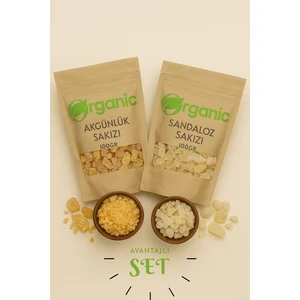 Organic Kiler Doğal Akgünlük Sakızı 100GR & Sandaloz Sakızı 100GR | 2'li Bitkisel Karışım Seti | Bitkisel Reçine