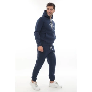 PHANTOM JEANS Mavi Şık Içi Polarlı Erkek Eşofman Takımı Paça Lastikli Cepli Kapüşonlu Nakış Detaylı Compact Takım