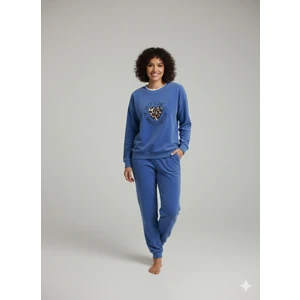 Kışlık Polar Kumaş Uzun Kol Kadın Pijama Takımı