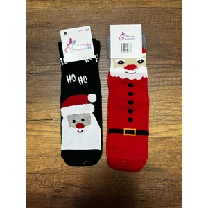 Gülümse Gel 2 Adet Yeni Yıl Çorabı Yılbaşı Çorap Noel Baba Kışlık Havlu Çorap 35-41