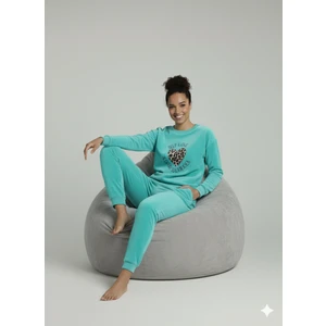 Kışlık Polar Kumaş Uzun Kol Kadın Pijama Takımı