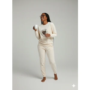 Kışlık Polar Kumaş Uzun Kol Kadın Pijama Takımı