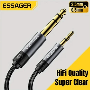 2-Metre 3.5mm To 6.5mm Ses Kablosu Hi-Fi Ses+Dac Çip+Hasır Örgülü Sağlam Trs Jack Aux Stereo Ses Kablosu