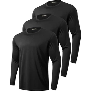 Ghassy Co. 3'lü Paket Erkek %100 Pamuklu Likralı Spor Koşu Günlük Antrenman Uzun Kollu Penye T-Shirt