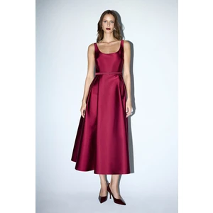 Kolsuz Midi Boy Elbise Bordo 12443243003