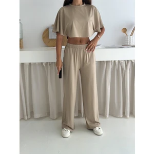 Zula Moda Kadın Iki Parça Salaş Takım – Crop Üst ve Bol Paça Pantolon – Yazlık Rahat Spor Takım