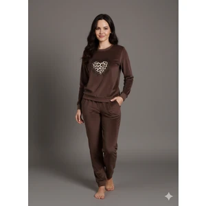 Kışlık Polar Kumaş Uzun Kol Kadın Pijama Takımı