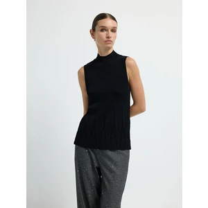 Adl Dik Yaka Triko Bluz Siyah 11545595000