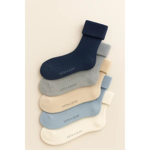 Katia & Bony Çocuk 5 li Paket Havlu Soket Çorap Mavi Mix