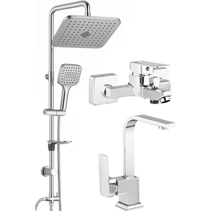 Krom Tepe Duş Seti Duş Başlığı Lavabo Banyo Bataryası Çeşme Banyo Seti