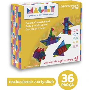 Manyetik Yapı Blokları – Çocuklar Için Renkli 3 Boyutlu 36 Parça Manyetik Karo Oyun Seti