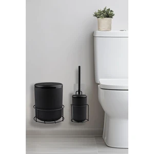Okyanus Home Siyah Eko Magic Askılı Yuvarlak Mina 2'li Wc Kova ve Fırça Seti